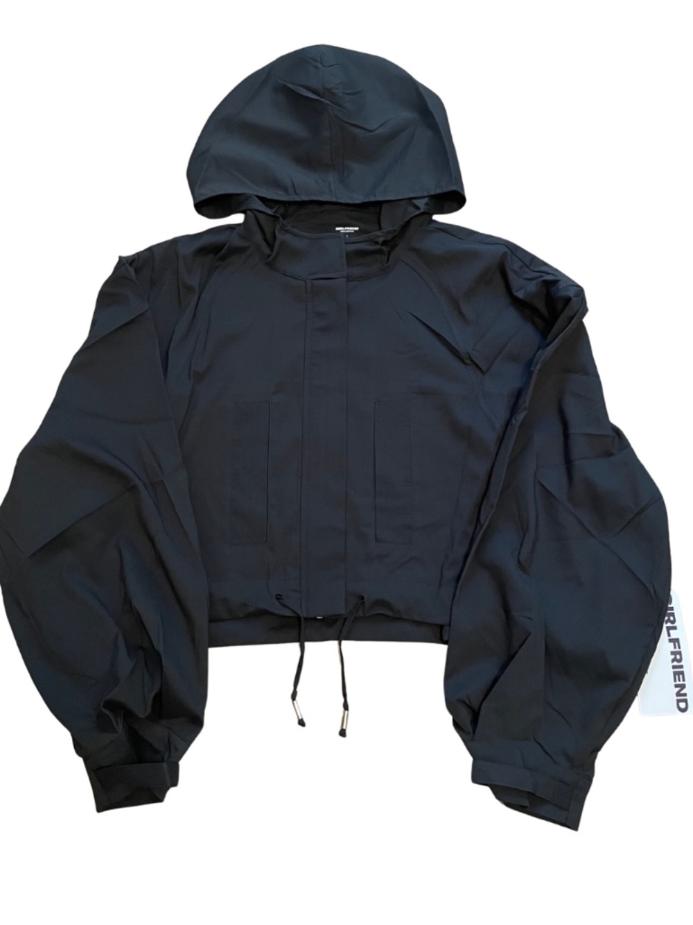 Girlfriend Collective Black Hooded Cropped Jacket Athletic #2021-JB-LG